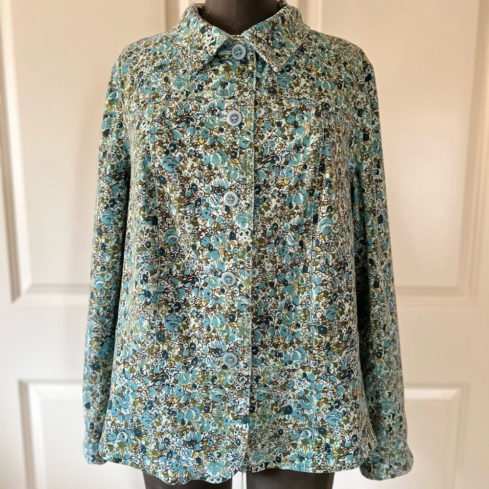 Emma James Stretch Corduroy Jacket Floral Print Plus Size 14W